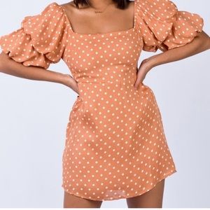 Ruffle shoulder polka dot dress